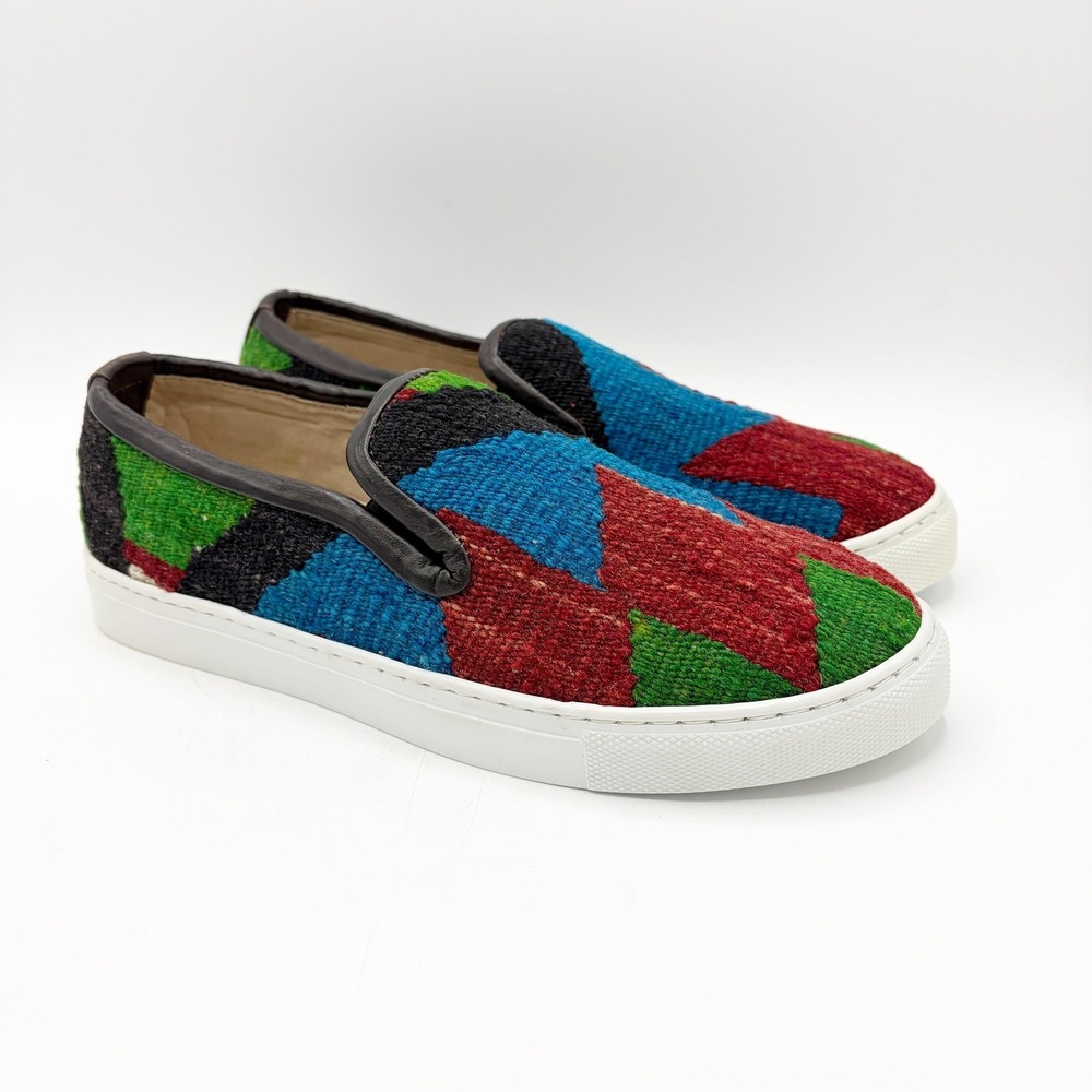 Res Ipsa Shoes Womens 10 Colorful Geo Print Kilim Wool Slip On Casual Sneakers